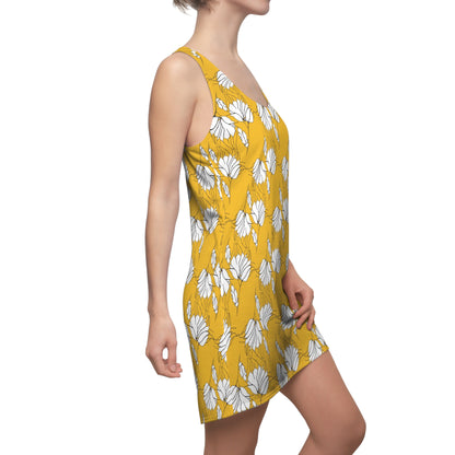 Women's Cut & Sew Racerback Dress (AOP), Model B-P-34 yellow