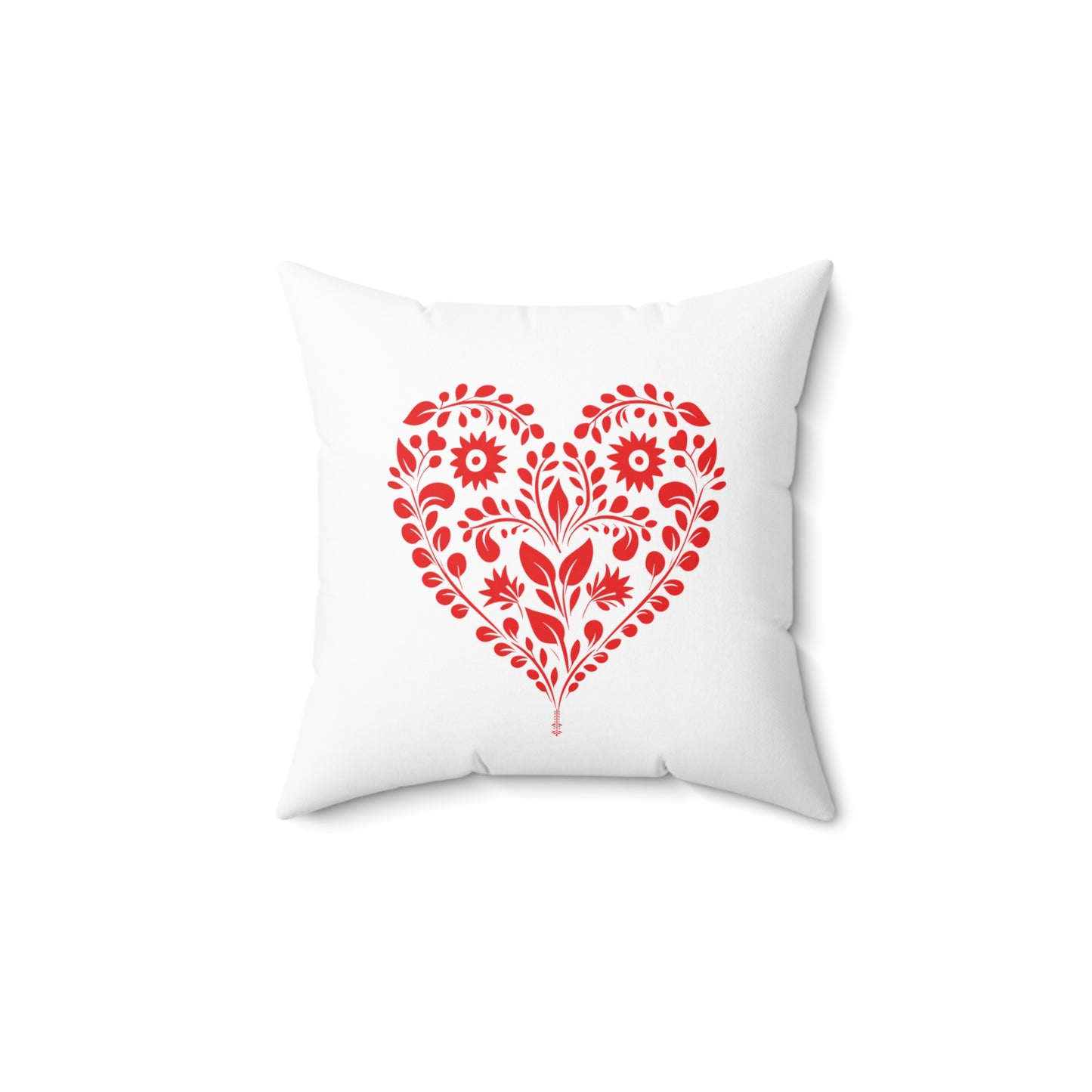 Spun Polyester Square Pillow, Model "Heart"