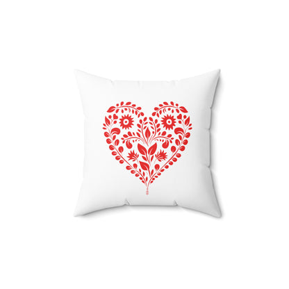 Spun Polyester Square Pillow, Model "Heart"