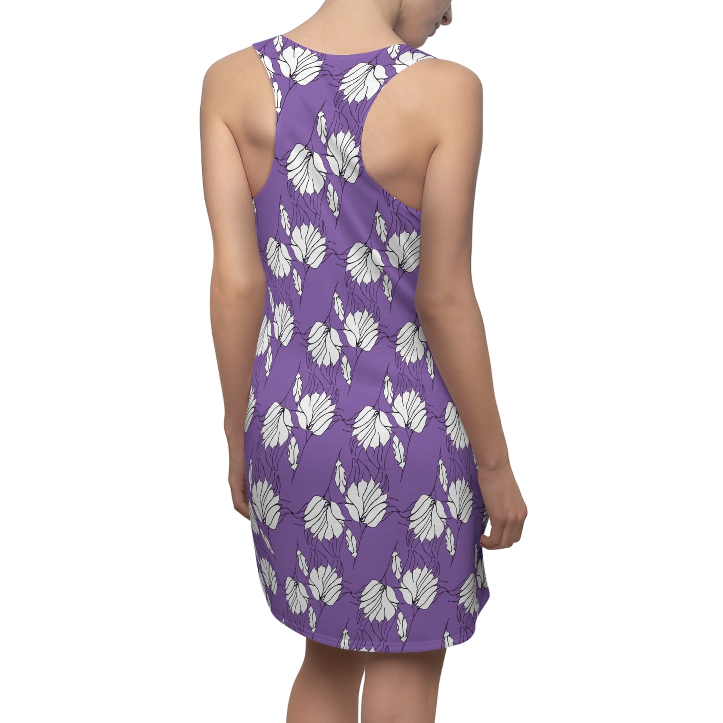 Women's Cut & Sew Racerback Dress (AOP), Model B-P-33 purple