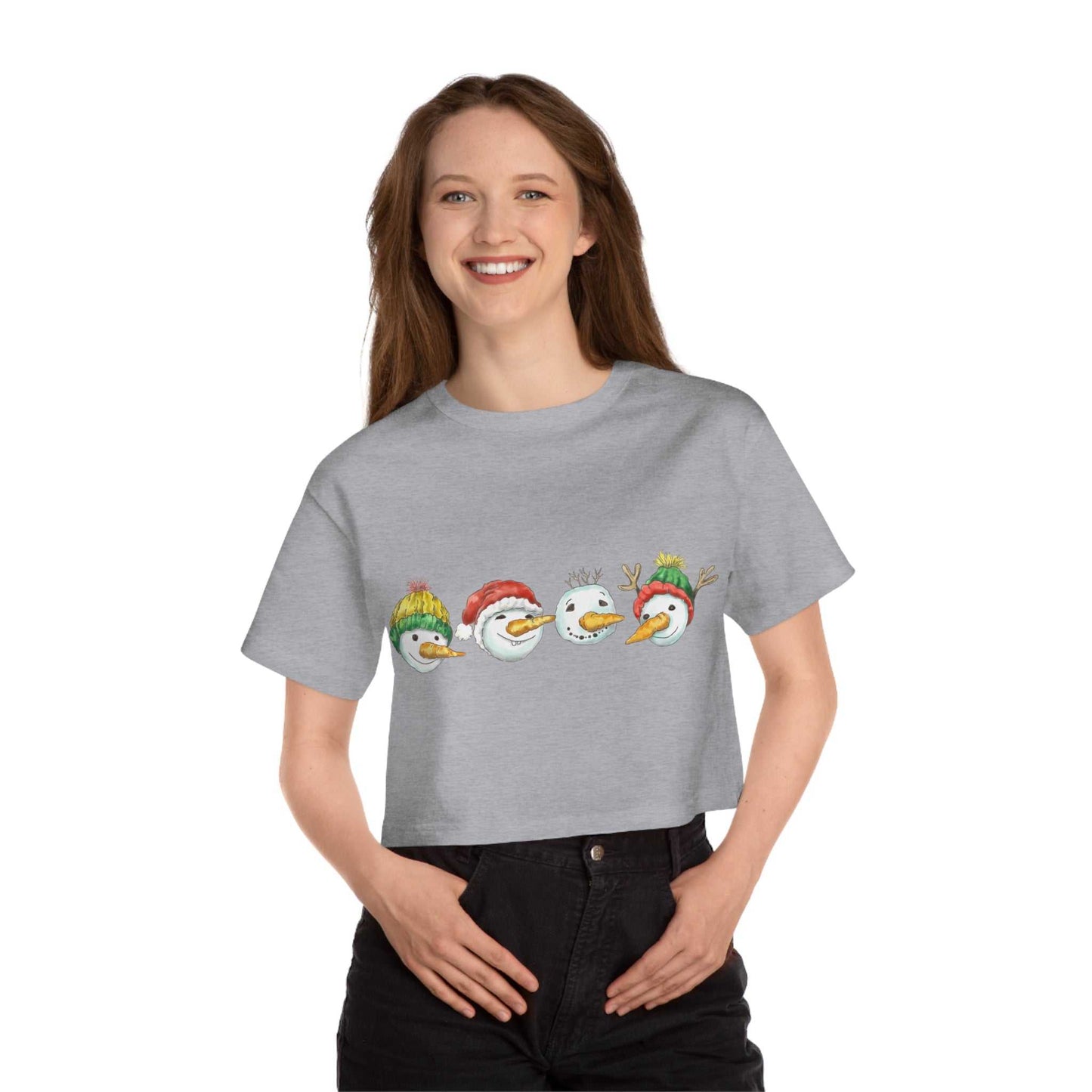 Christmas Snowman Crop Top, Women Crop Top Gift, Christmas Gifts For Her, Merry Christmas Crop top, Funny Xmas Gift, Trendy Croptop, For Her