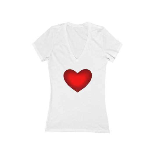 Women's Jersey Short Sleeve Deep V-Neck Tee, Model "Hurt"