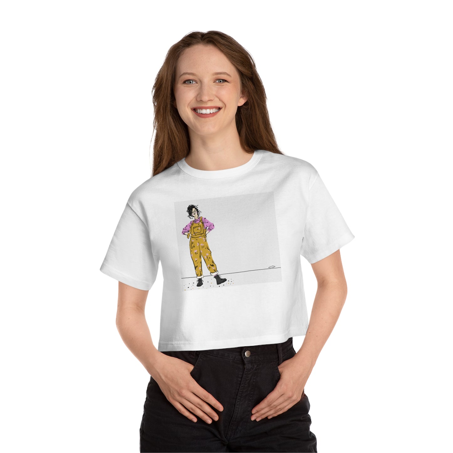 Champion Women's Heritage Cropped T-Shirt. Model D-5