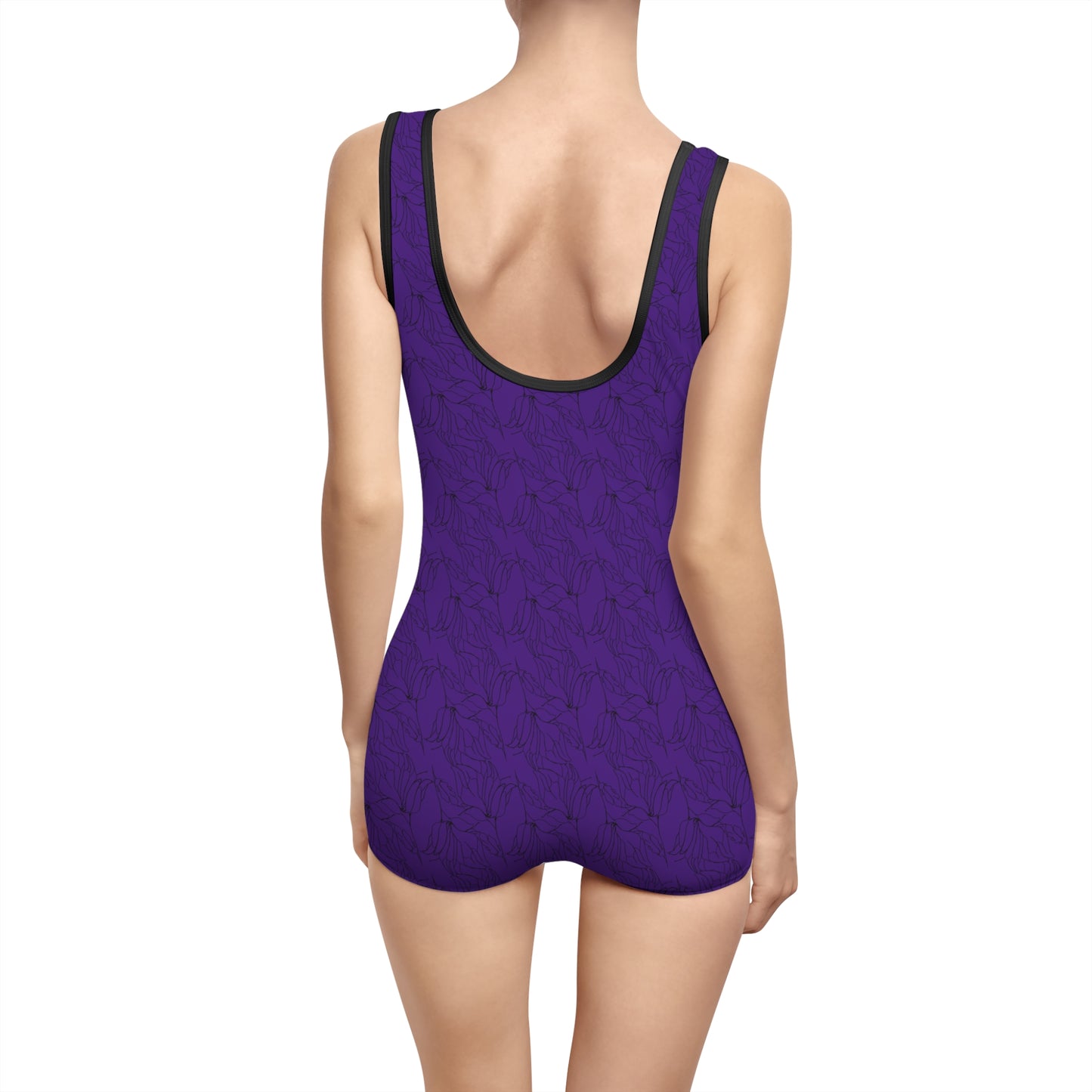 Women's Vintage Swimsuit (AOP), Model B-S-34 purple