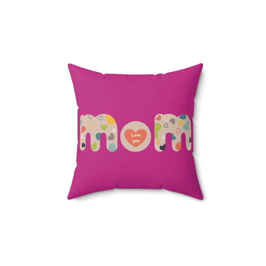 Spun Polyester Square Pillow, Model "Mom6"