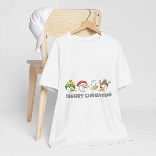 Christmas snowman shirt with "Merry Christmas" design, ideal holiday gift for men and women.