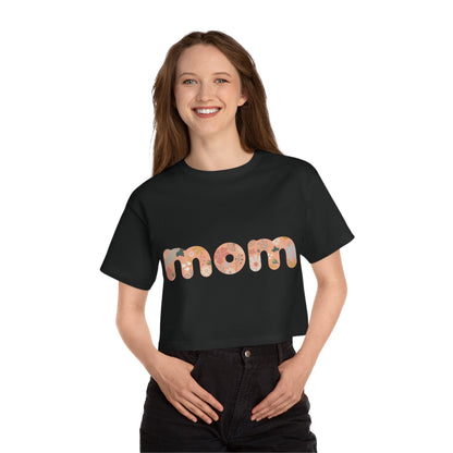 Champion Women's Heritage Cropped T-Shirt. Model "Mom2"