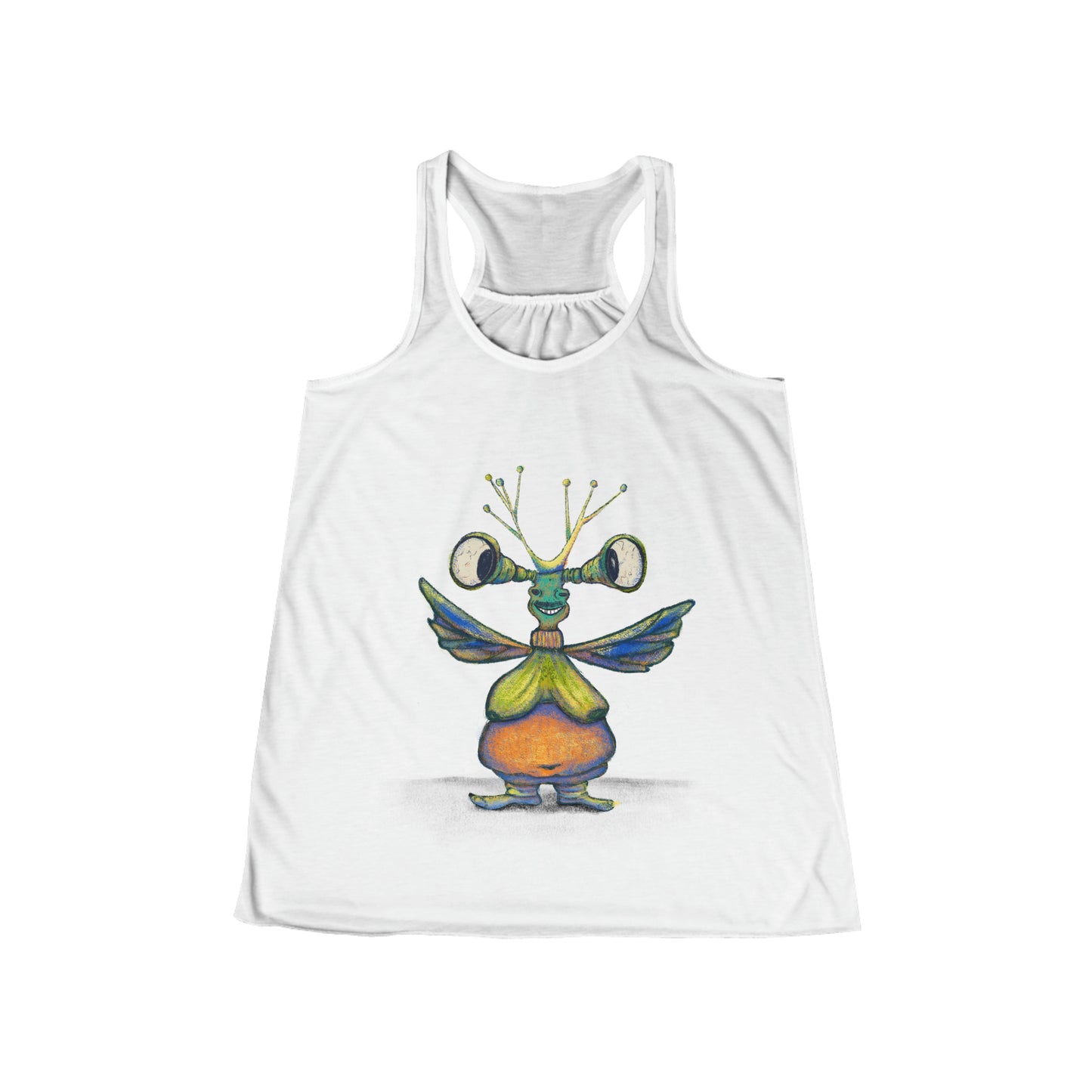 Women's Flowy Racerback Tank, Model "Kharmagas"