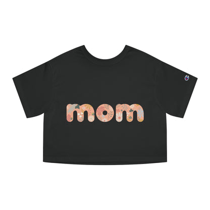 Champion Women's Heritage Cropped T-Shirt. Model "Mom2"