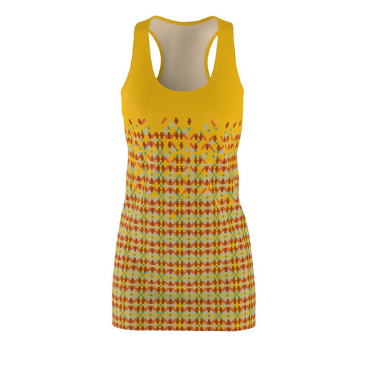 Women's Cut & Sew Racerback Dress (AOP), Model B-P-26 yellow