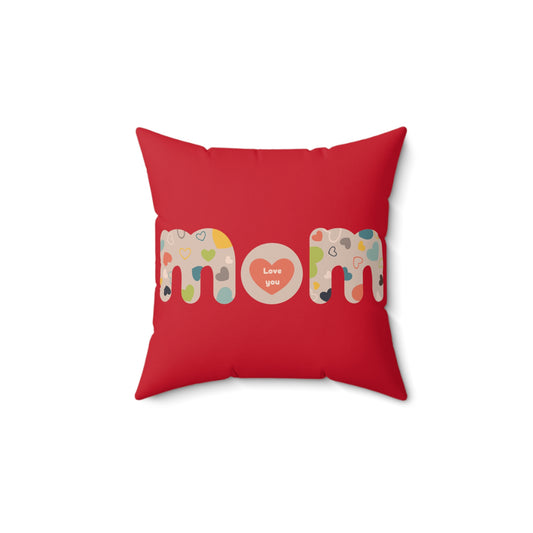 Spun Polyester Square Pillow, Model "Mom6"