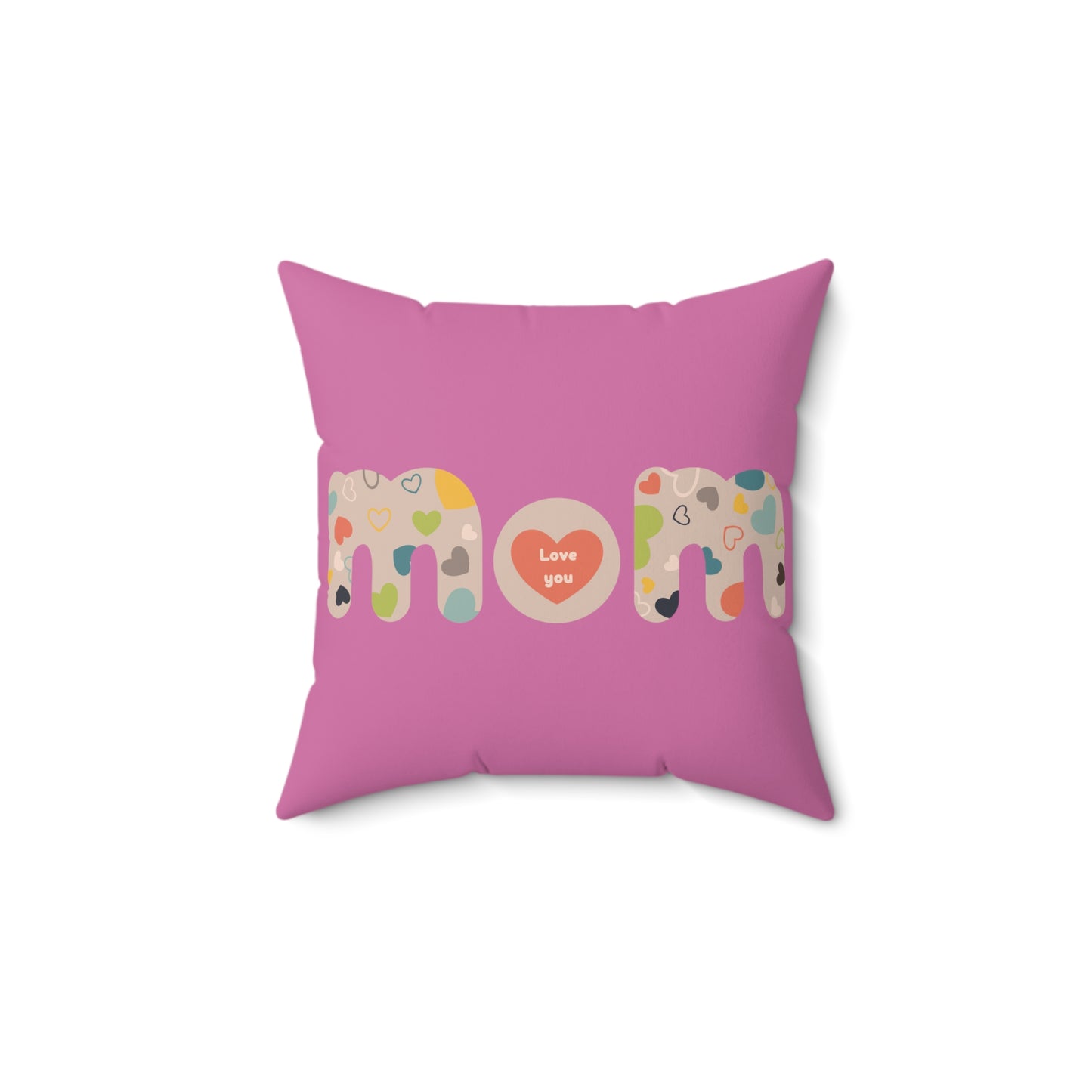 Spun Polyester Square Pillow, Model "Mom6"