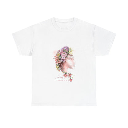 Floral Women's Day Tee, Unisex Heavy Cotton Shirt for Celebrating Her, Gift for Mom, Floral Art Tee, Spring Fashion, Casual Wear