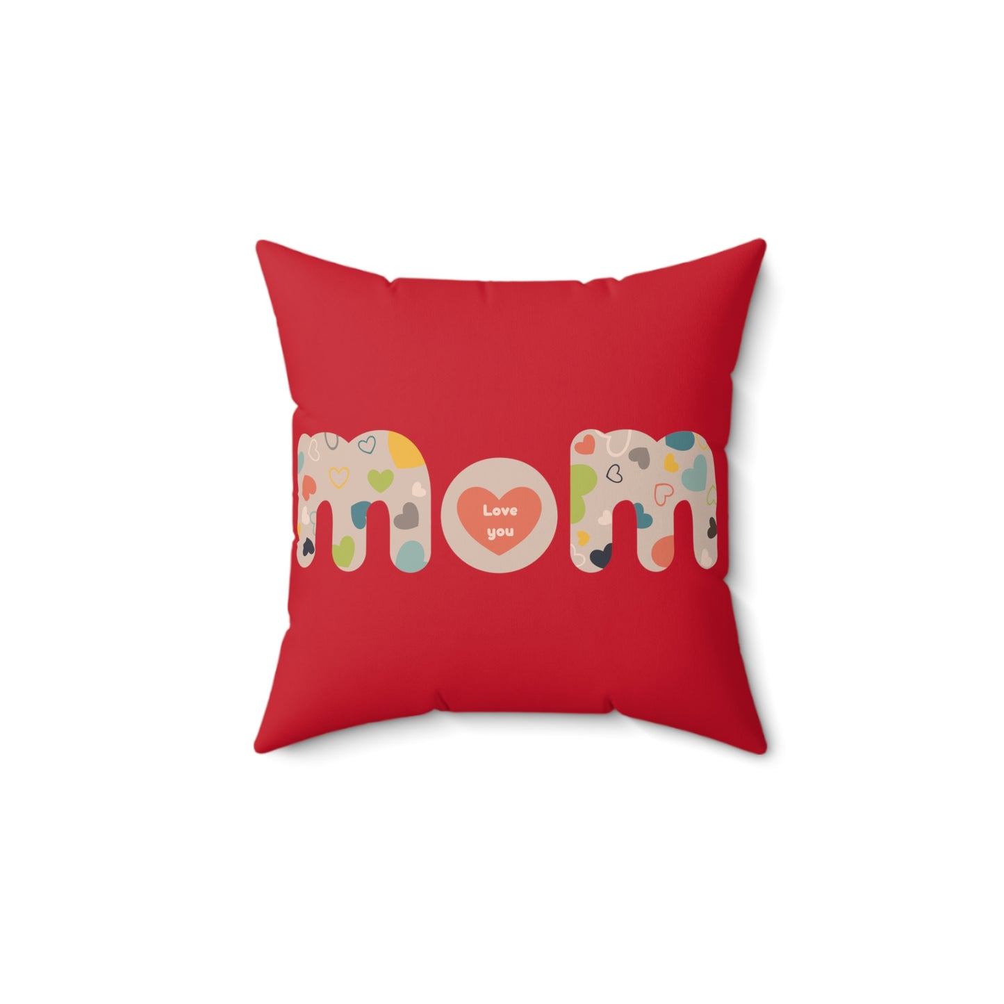 Spun Polyester Square Pillow, Model "Mom6"