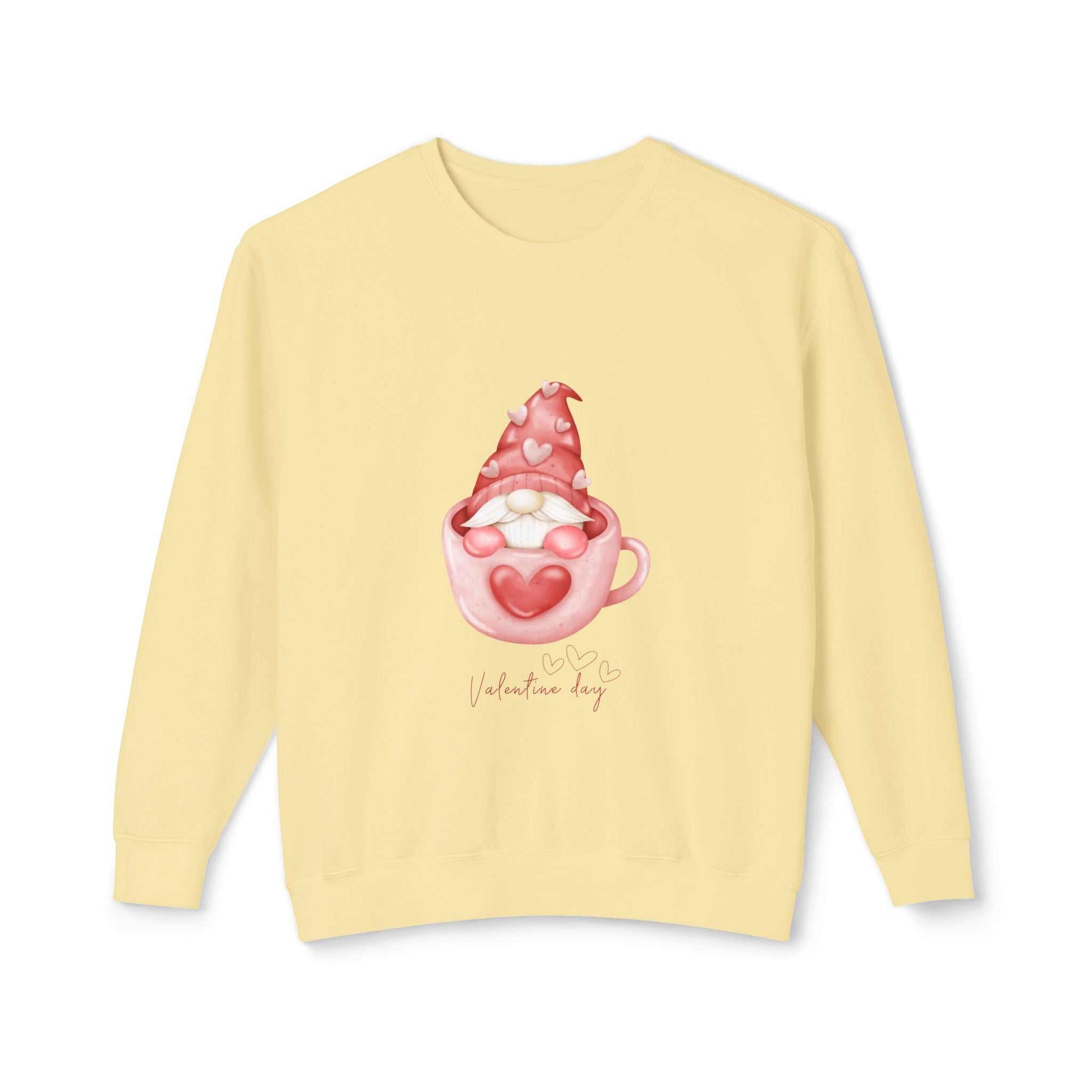 Cute yellow gnomes sweatshirt for Valentine's Day gift.