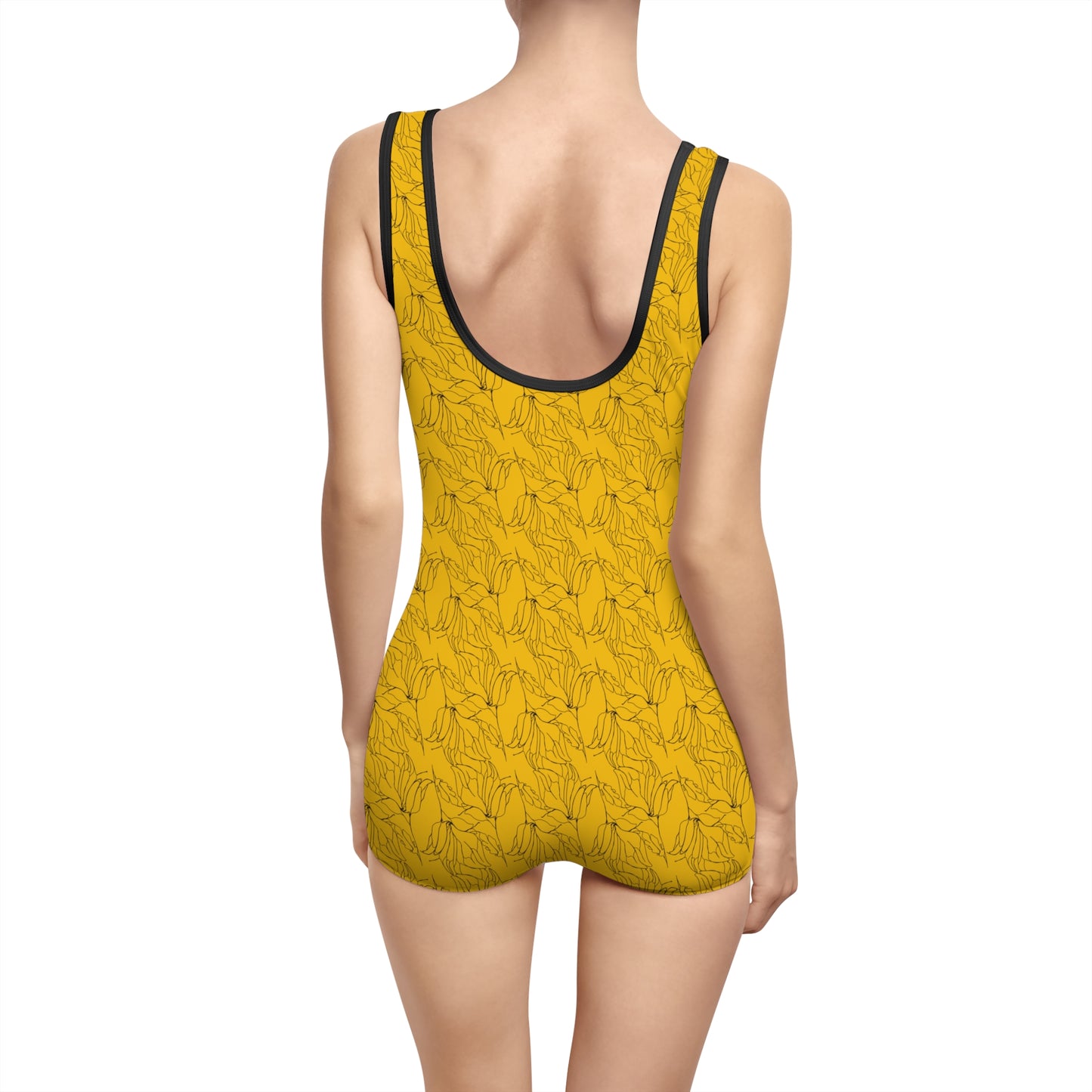 Women's Vintage Swimsuit (AOP), Model B-S-34 Yellow