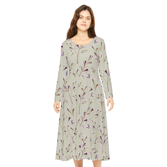 Women's Long Sleeve Dance Dress (AOP), MODEL B-P-17