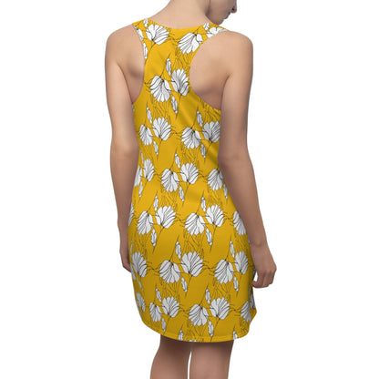 Women's Cut & Sew Racerback Dress (AOP), Model B-P-34 yellow