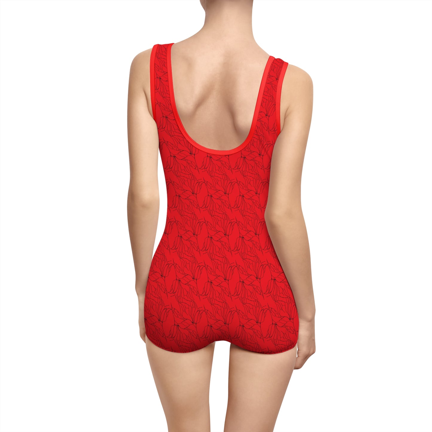 Women's Vintage Swimsuit (AOP), Model B-S-34 Red