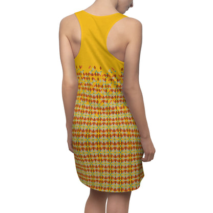 Women's Cut & Sew Racerback Dress (AOP), Model B-P-26 yellow