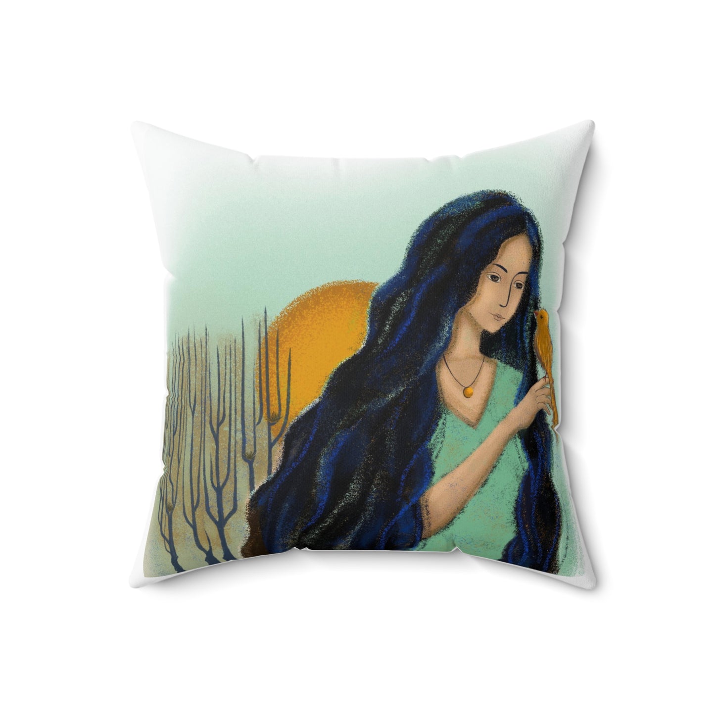 Spun Polyester Square Pillow, Model "Woman"