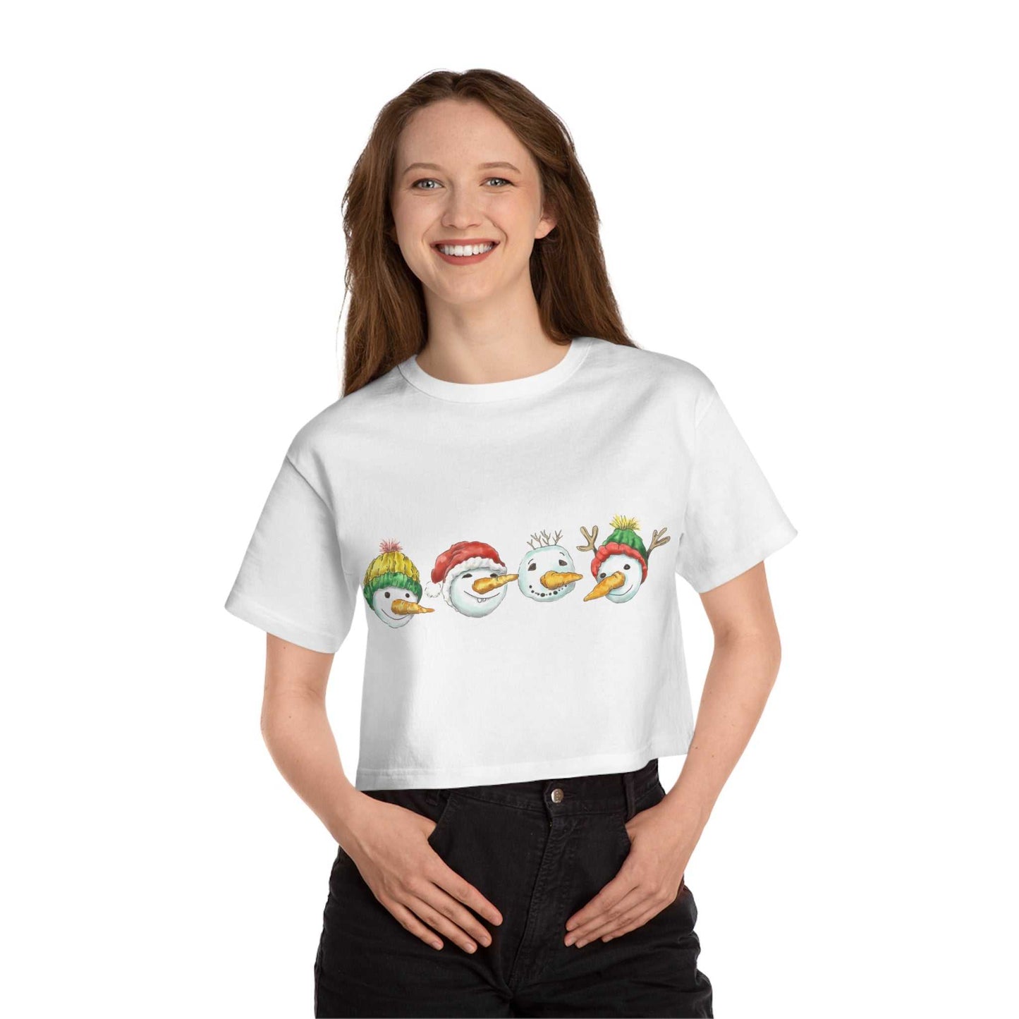 Christmas Snowman Crop Top, Women Crop Top Gift, Christmas Gifts For Her, Merry Christmas Crop top, Funny Xmas Gift, Trendy Croptop, For Her