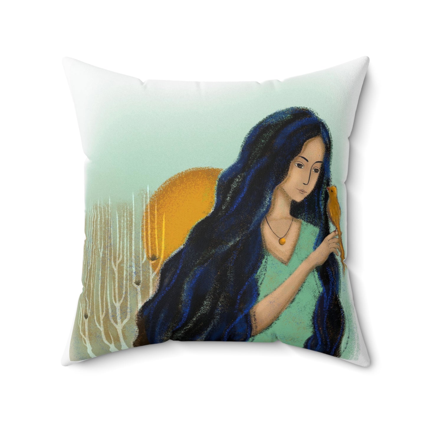 Spun Polyester Square Pillow, Model "Woman"