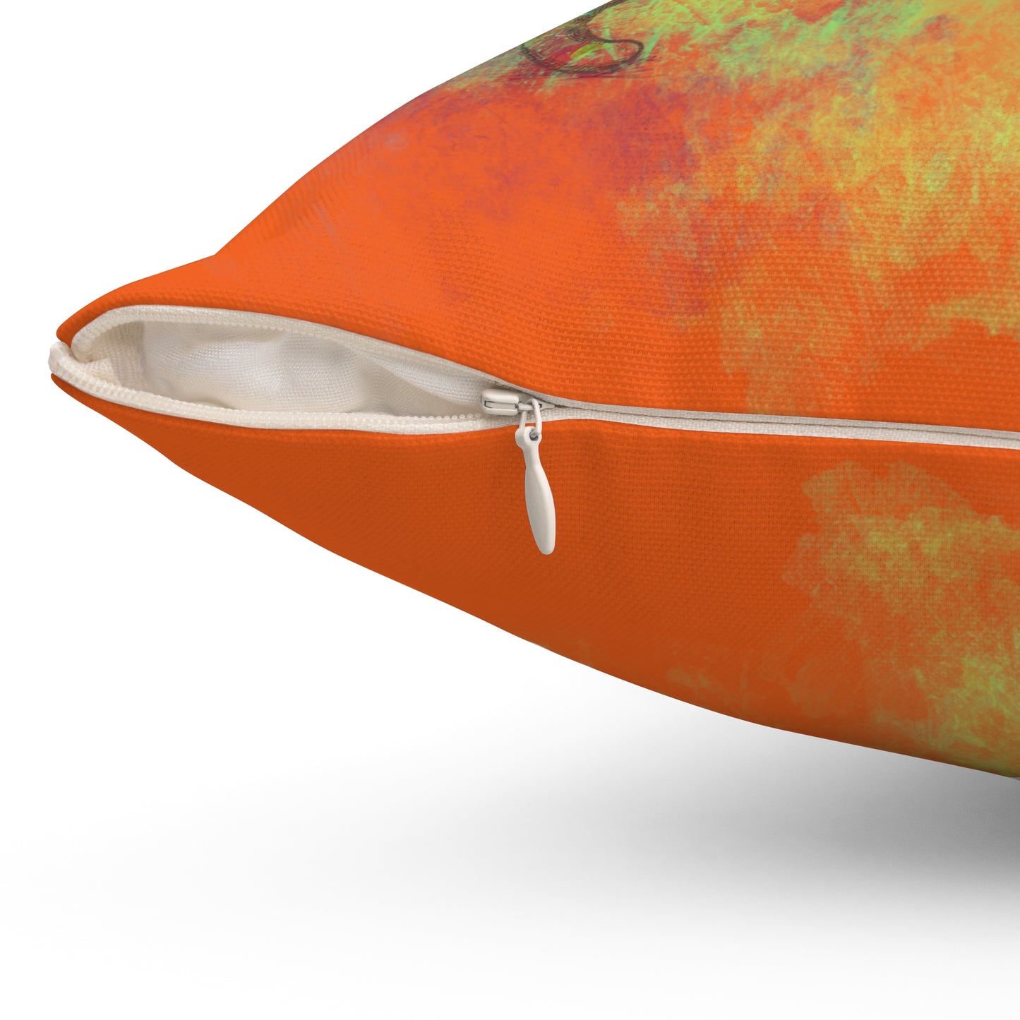 Spun Polyester Square Pillow, Model "Pishi" Orange