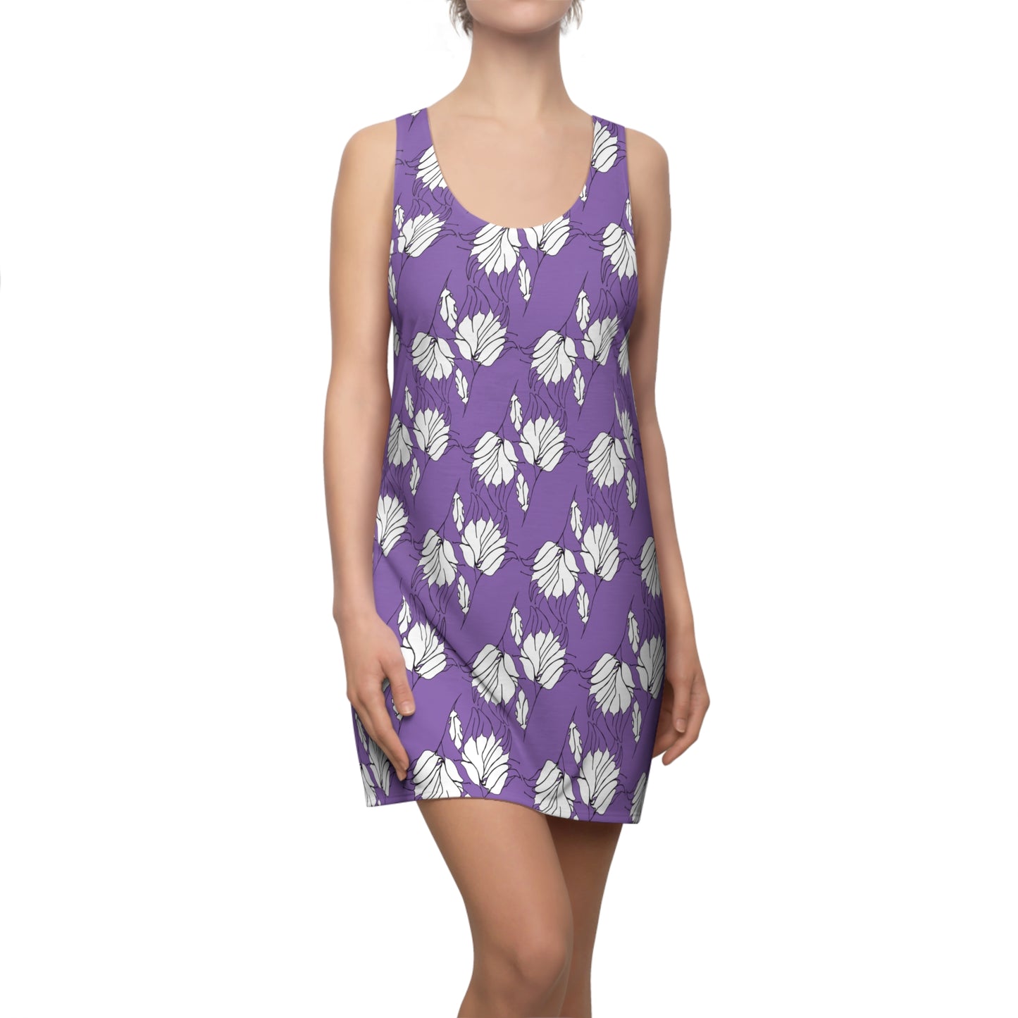 Women's Cut & Sew Racerback Dress (AOP), Model B-P-33 purple