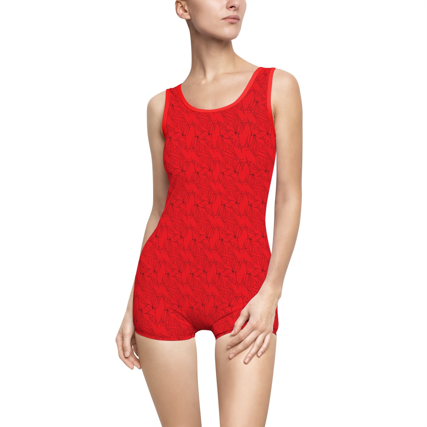 Women's Vintage Swimsuit (AOP), Model B-S-34 Red