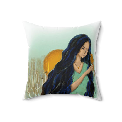 Spun Polyester Square Pillow, Model "Woman"