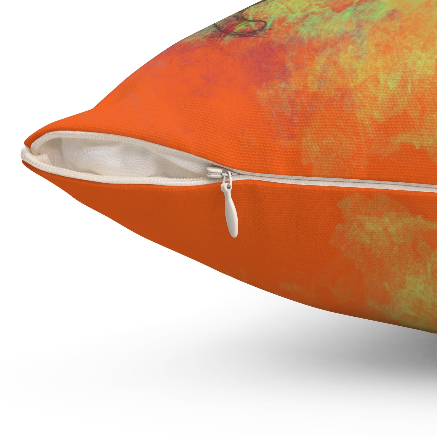 Spun Polyester Square Pillow, Model "Pishi" Orange