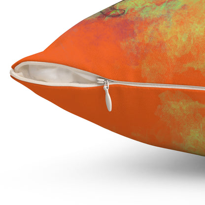 Spun Polyester Square Pillow, Model "Pishi" Orange