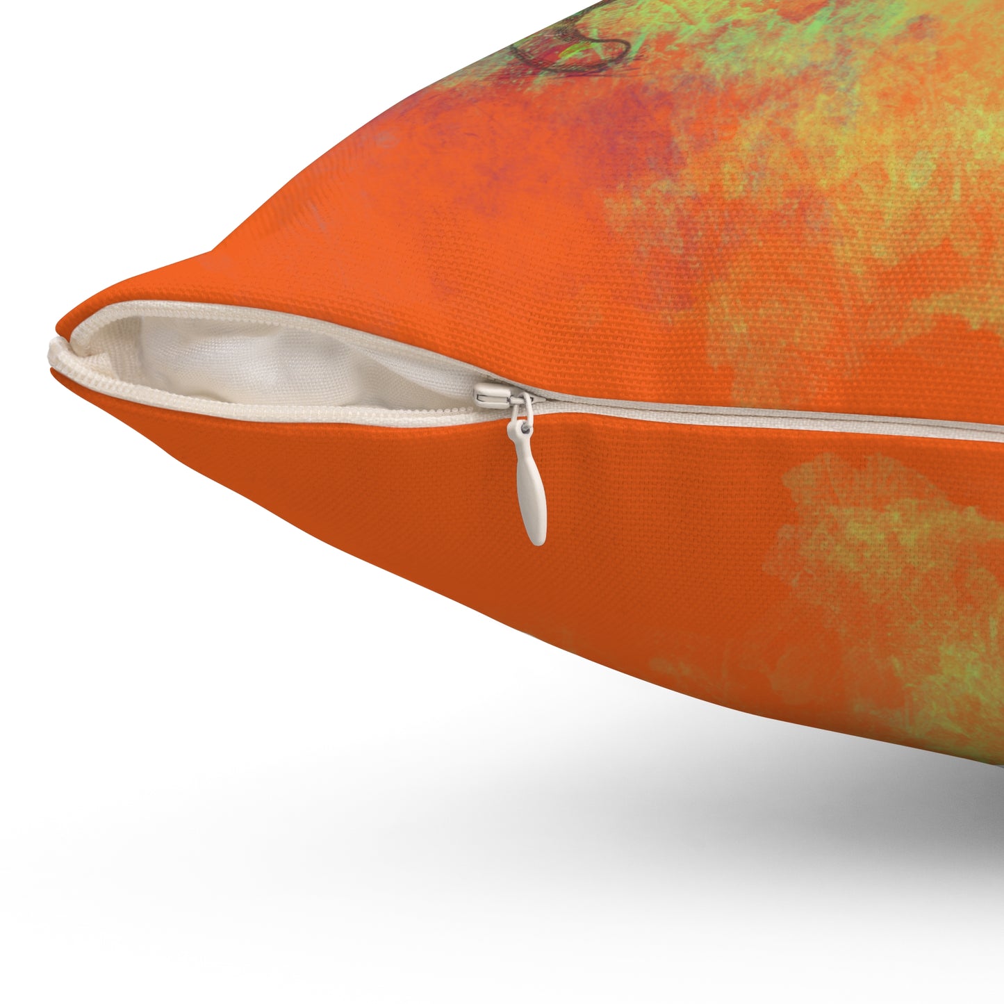 Spun Polyester Square Pillow, Model "Pishi" Orange