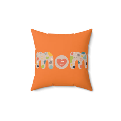 Spun Polyester Square Pillow, Model "Mom6" Orange